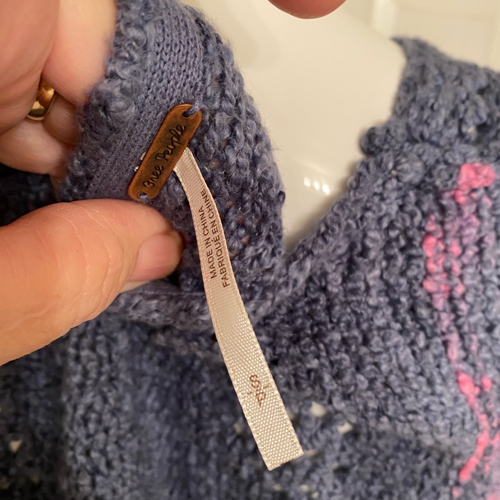 Free People Amethyst Sweater - Blue and Pink Sz S - Picture 4 of 9
